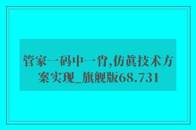 管家一码中一肖,仿真技术方案实现_旗舰版68.731